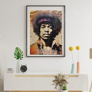 Iconic Guitarist Jimi Hendrix Rock Poster, 11x17